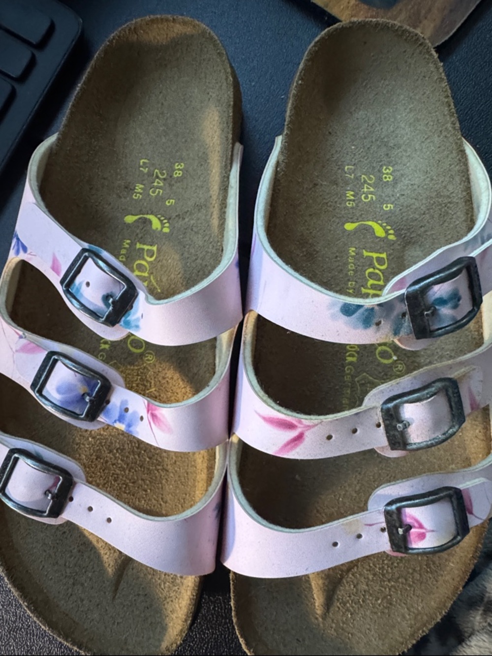 Birkenstock Pink Floral Triple-Strap Kids Sandals